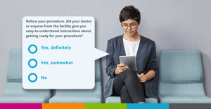 patient seated completing OAS CAHPS survey question about pre-procedure instructions